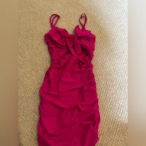 Tigermist neon pink mini dress with tie in front